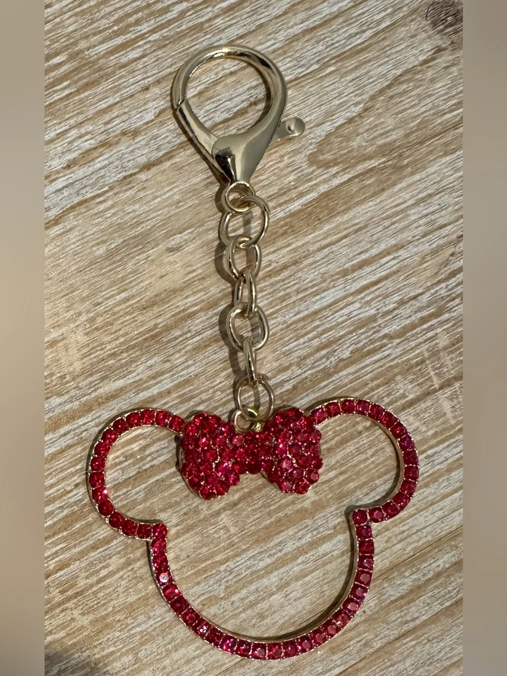 Red Rhinestone Mouse Keychain or Bag Charm